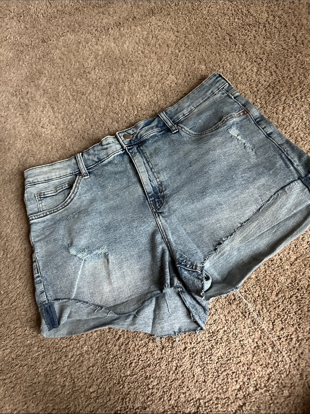 H&M Light Blue Distressed Denim Shorts